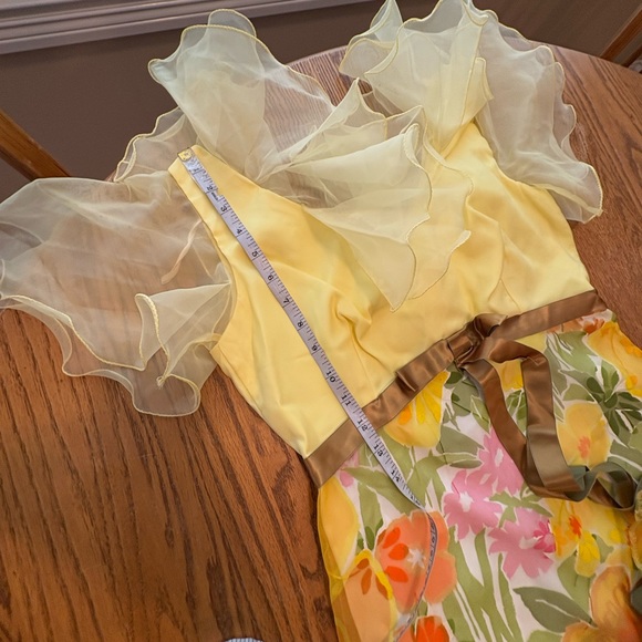 Montgomery Ward Vintage 60’s Yellow Floral Organza Maxi Dress Flouncy S Msrmnts - Picture 6 of 12